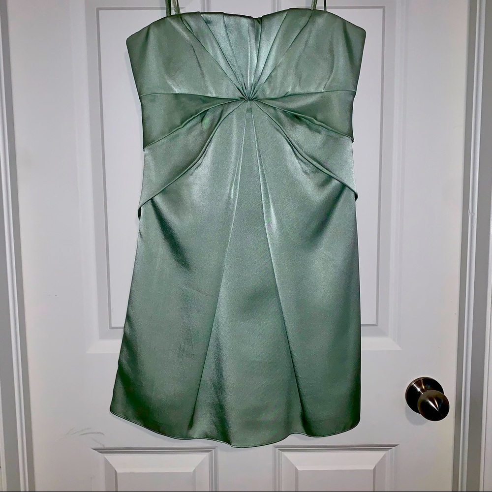 Strapless short mint green shiny dress - size 2
